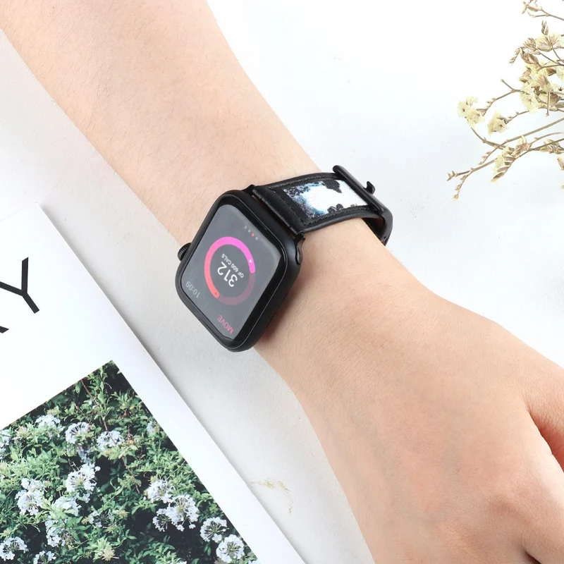 Mega modisch Apple Watch Series 7 45mm Echtes Leder armband