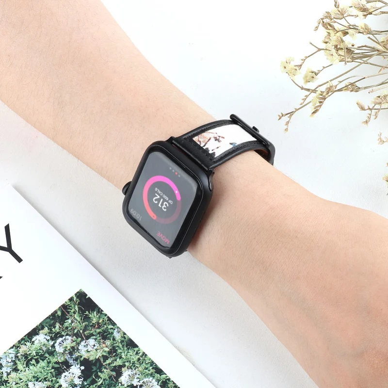 Mega modisch Apple Watch Series 7 45mm Echtes Leder armband