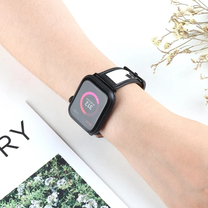 Mega modisch Apple Watch Series 7 45mm Echtes Leder armband