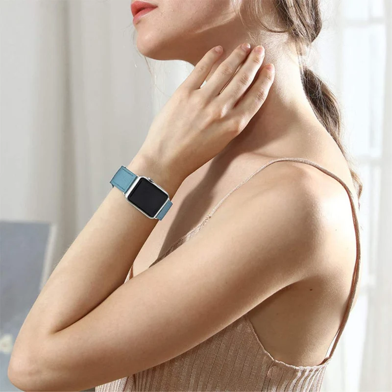 Sehr gut Apple Watch Series 7 45mm Echtes Leder armband