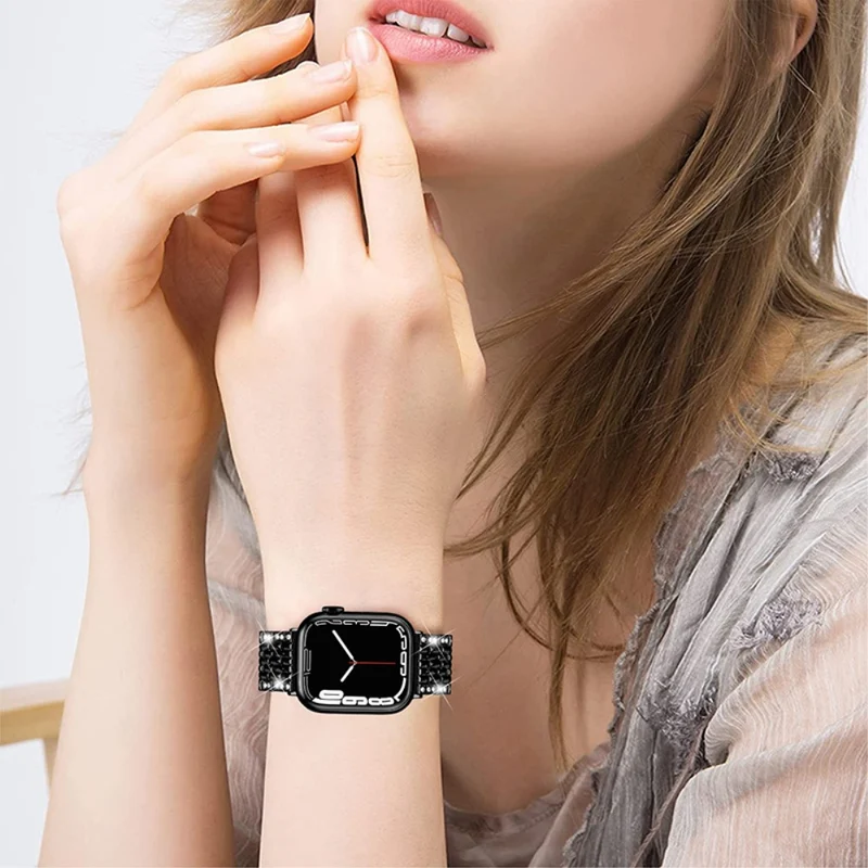 Reizend Apple Watch Series 7 41mm Metall und Strass armband