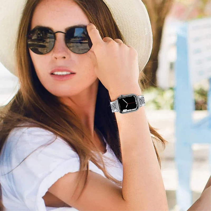 Reizend Apple Watch Series 7 41mm Metall und Strass armband