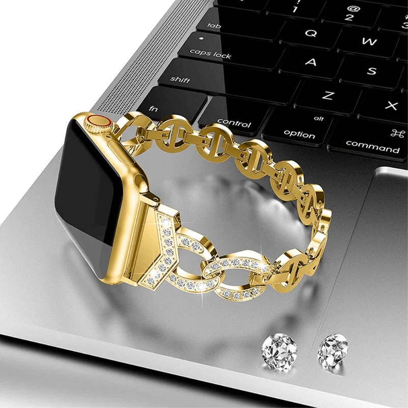 Bequem Apple Watch Series 7 41mm Metall und Strass armband