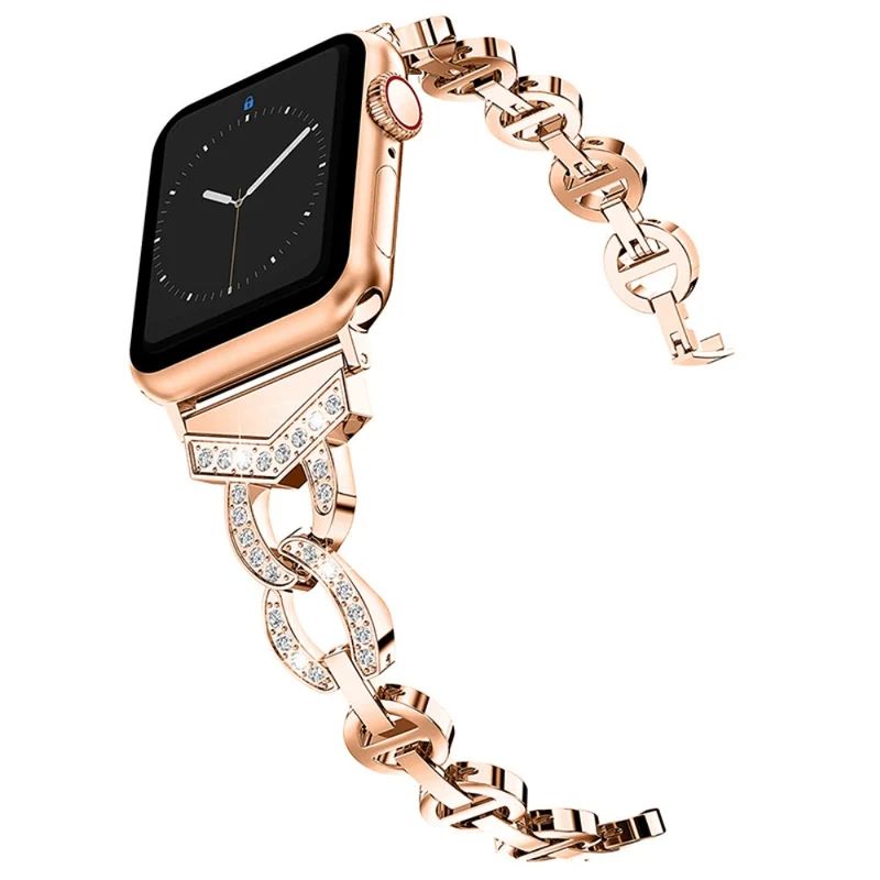 Bequem Apple Watch Series 7 41mm Metall und Strass armband