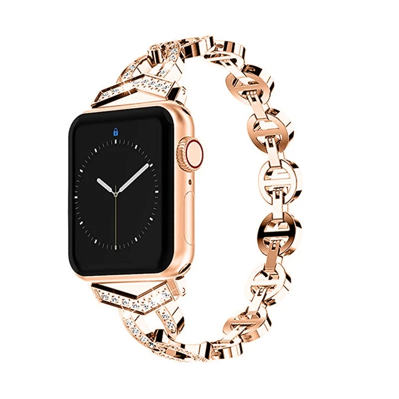 Bequem Apple Watch Series 7 41mm Metall und Strass armband