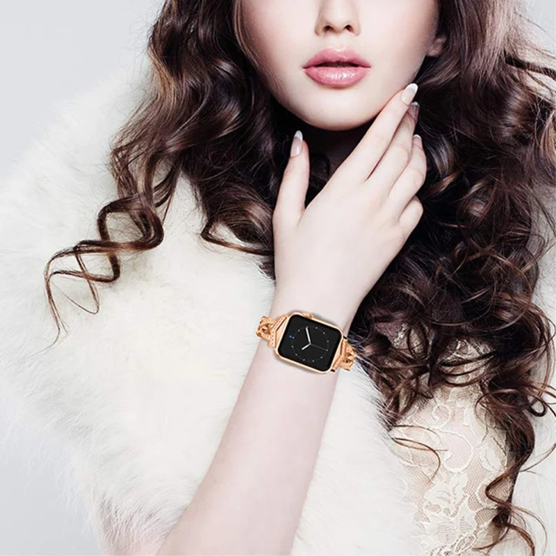 Bequem Apple Watch Series 7 41mm Metall und Strass armband