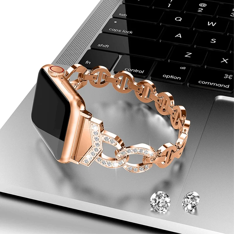 Bequem Apple Watch Series 7 41mm Metall und Strass armband