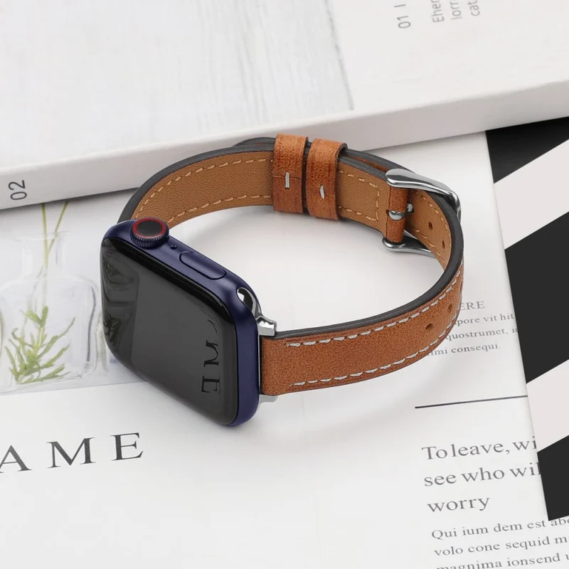 Stilvoll Apple Watch Series 7 41mm Echtes Leder armband