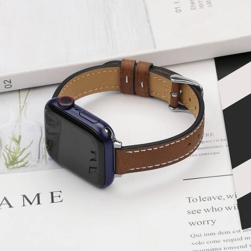 Stilvoll Apple Watch Series 7 41mm Echtes Leder armband