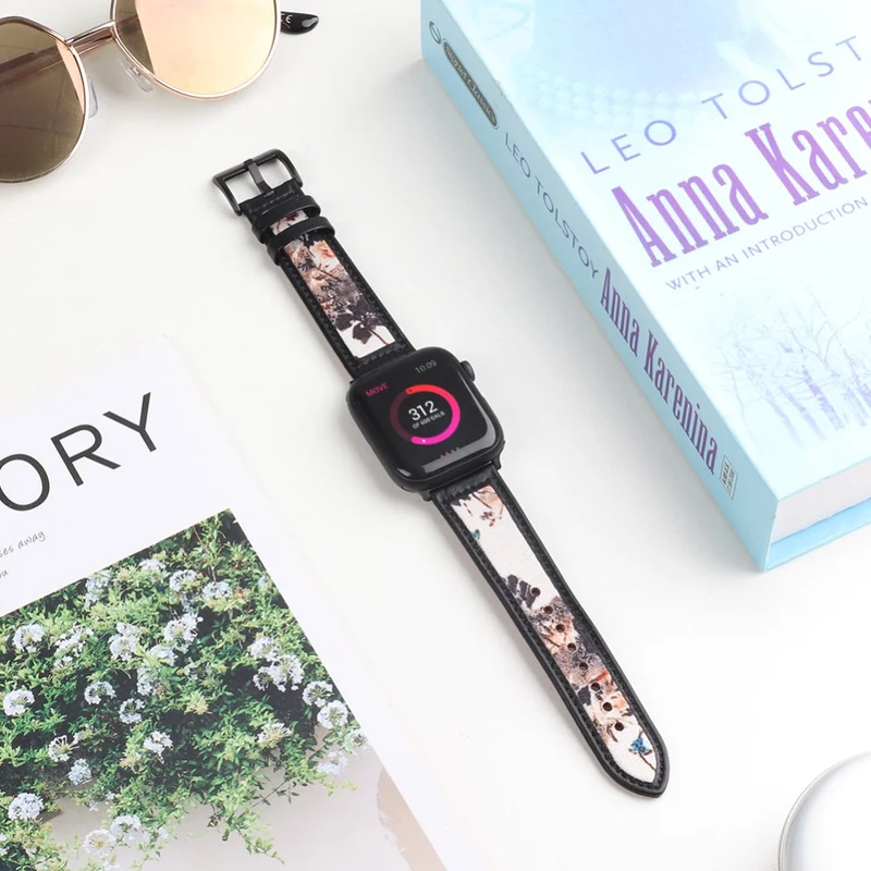 Klassisch Apple Watch Series 7 41mm Echtes Leder armband
