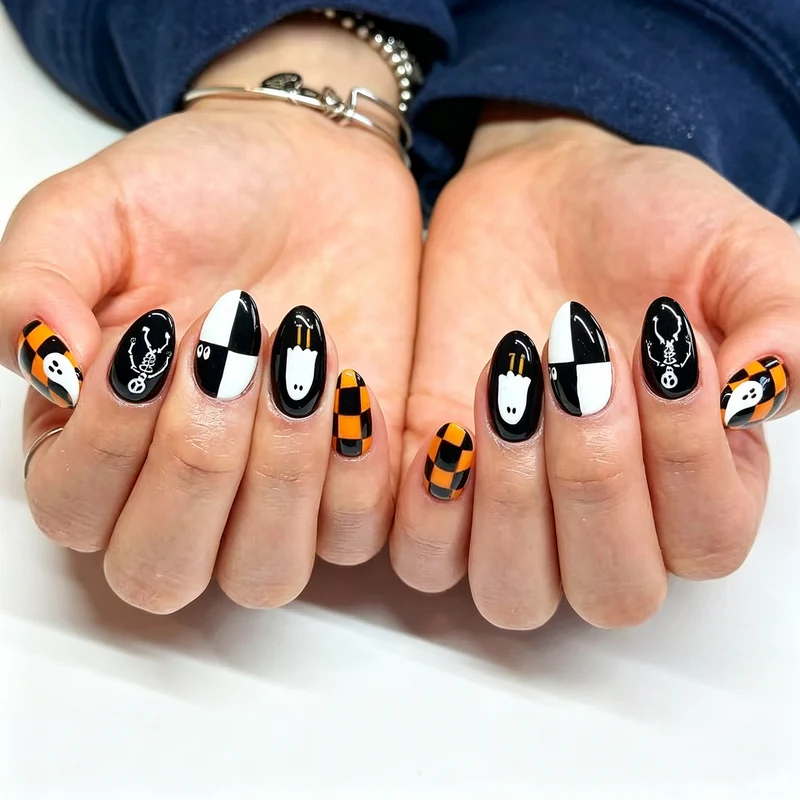 Halloween-Themed Press-On Nail Art