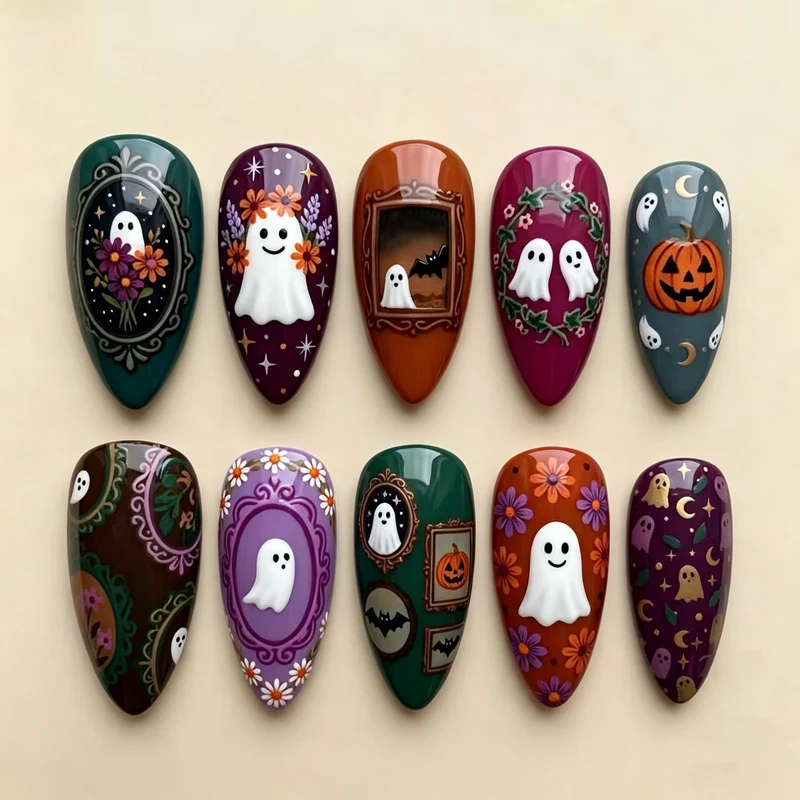 Halloween-Themen Dekorative Press-On Nagelkunst Set