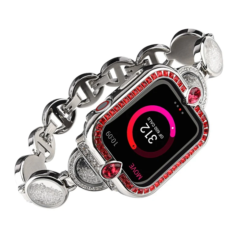 Bequem Apple Watch Series 7 41mm Metall und Strass armband