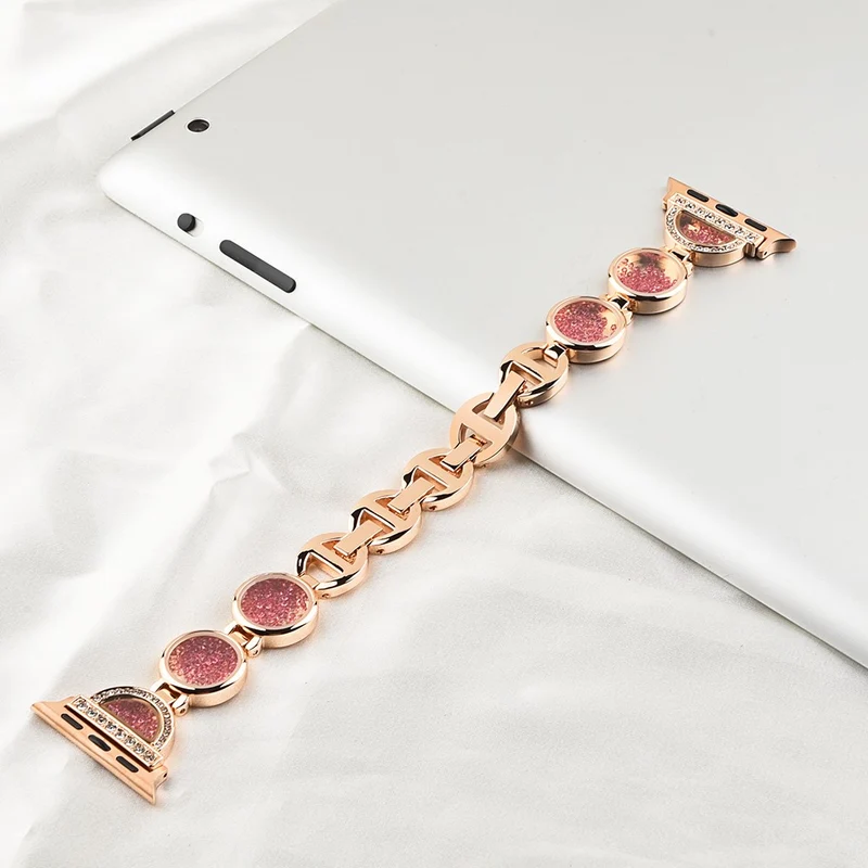 Bequem Apple Watch Series 7 41mm Metall und Strass armband