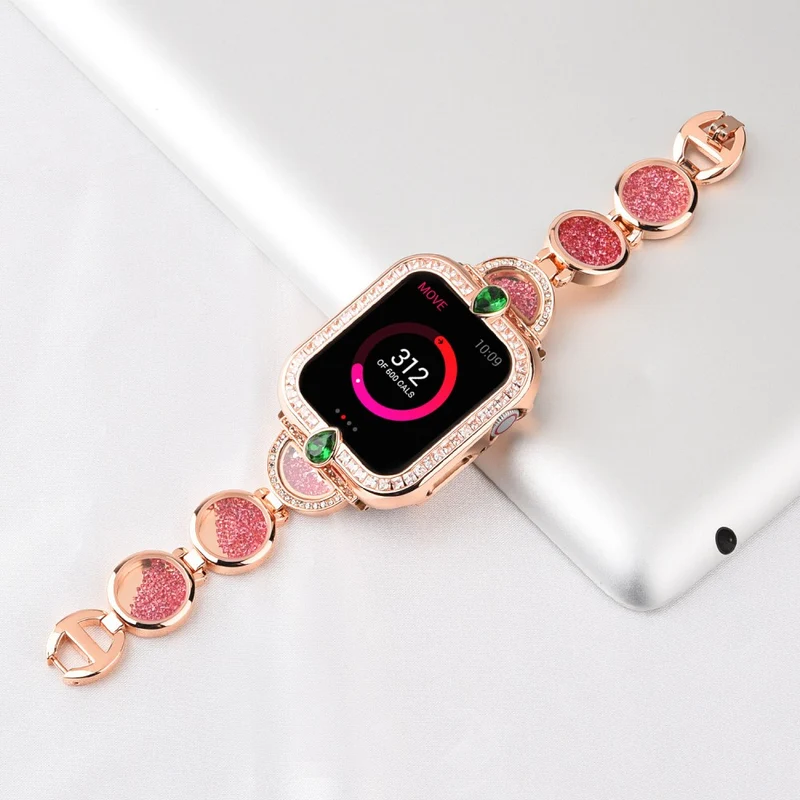 Bequem Apple Watch Series 7 41mm Metall und Strass armband