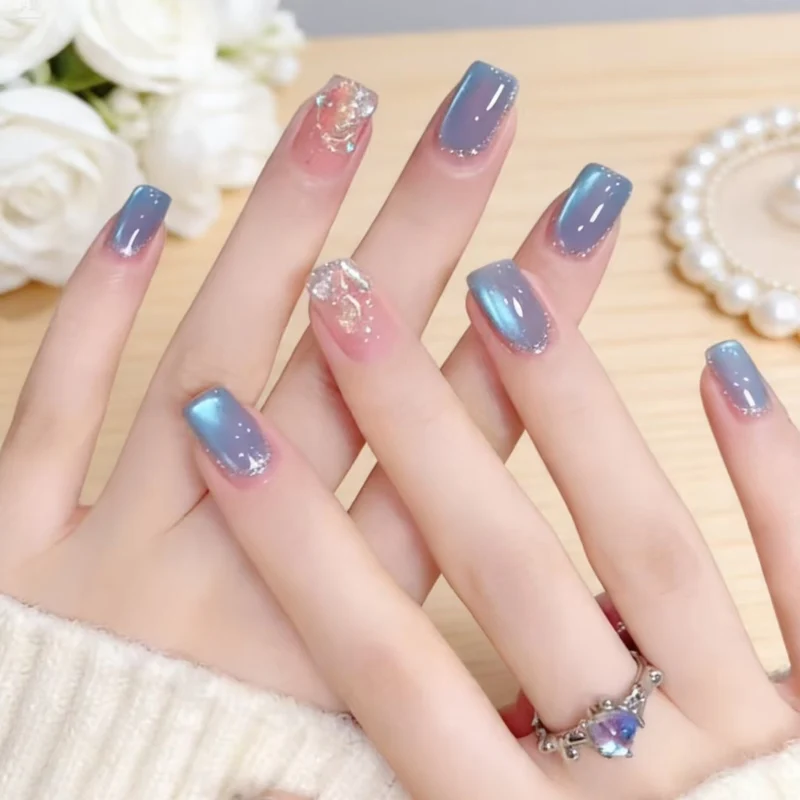 Gradient Ombre Nagelverlängerungen mit Glitzer