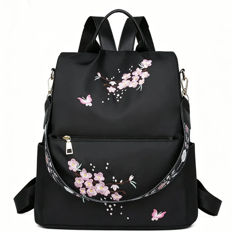 Damen bestickter Blumen Rucksack Karnz
