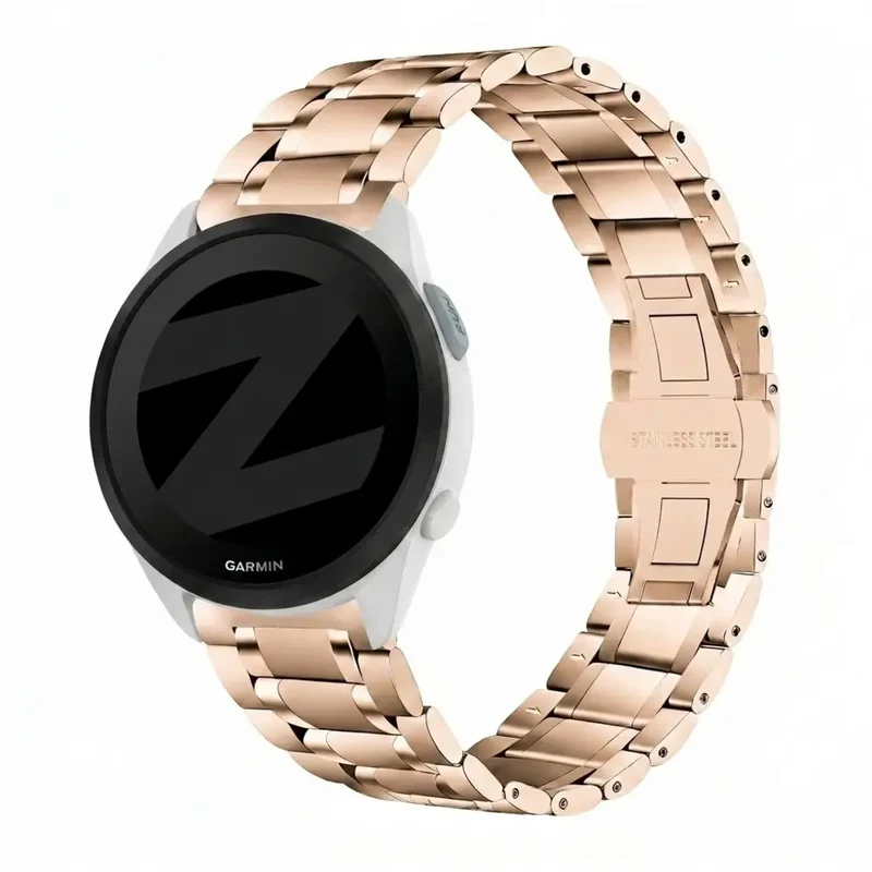Bandz Garmin Forerunner 165 Stahl Gliederarmband 'Deluxe' (Roségold)