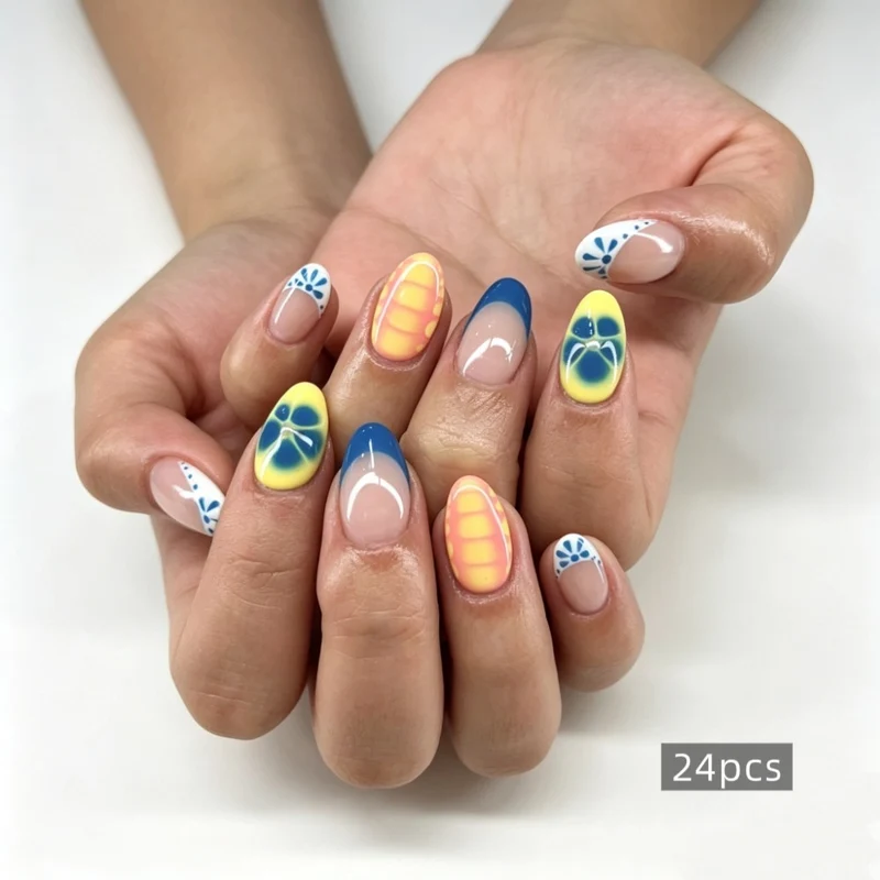 Floral Design Stiletto Press-On Nägel