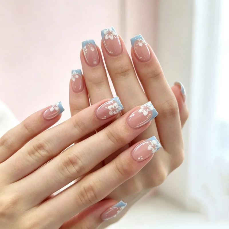 Blumenmuster Gel-Nagelverlängerungen