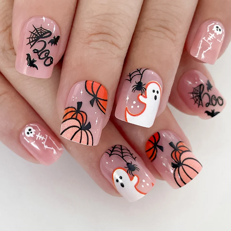 Festliches Halloween-Themen Press-On-Nagelset