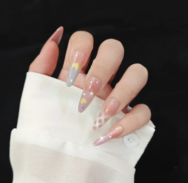 Premium Glänzende Quadratische Press-On-Nagelerweiterungen