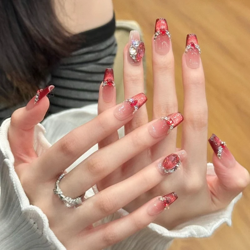 Premium Glänzende Quadratische Press-On Nagelverstärkungen