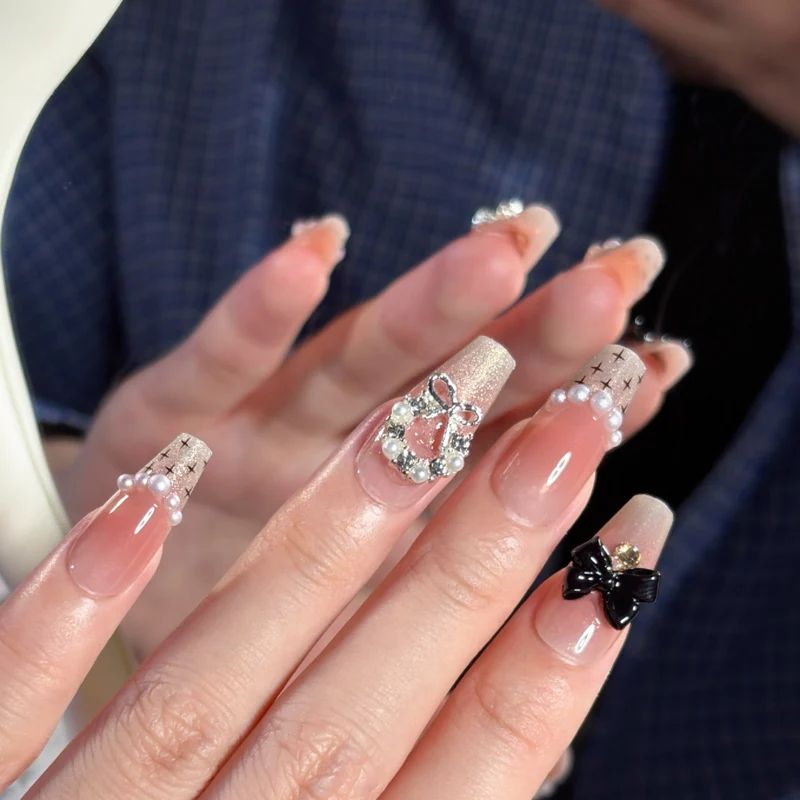 Premium Glänzende Quadratische Press-On Nagelverstärkungen