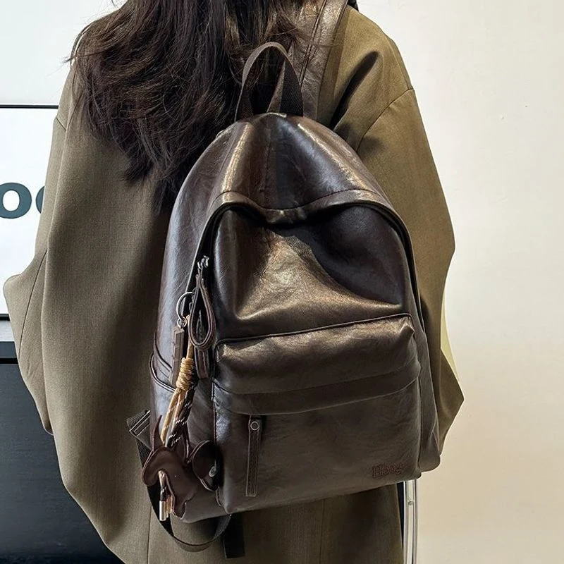 Lässiger Leder Rucksack Karnz