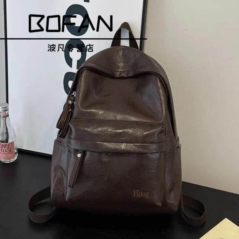 Lässiger Leder Rucksack Karnz