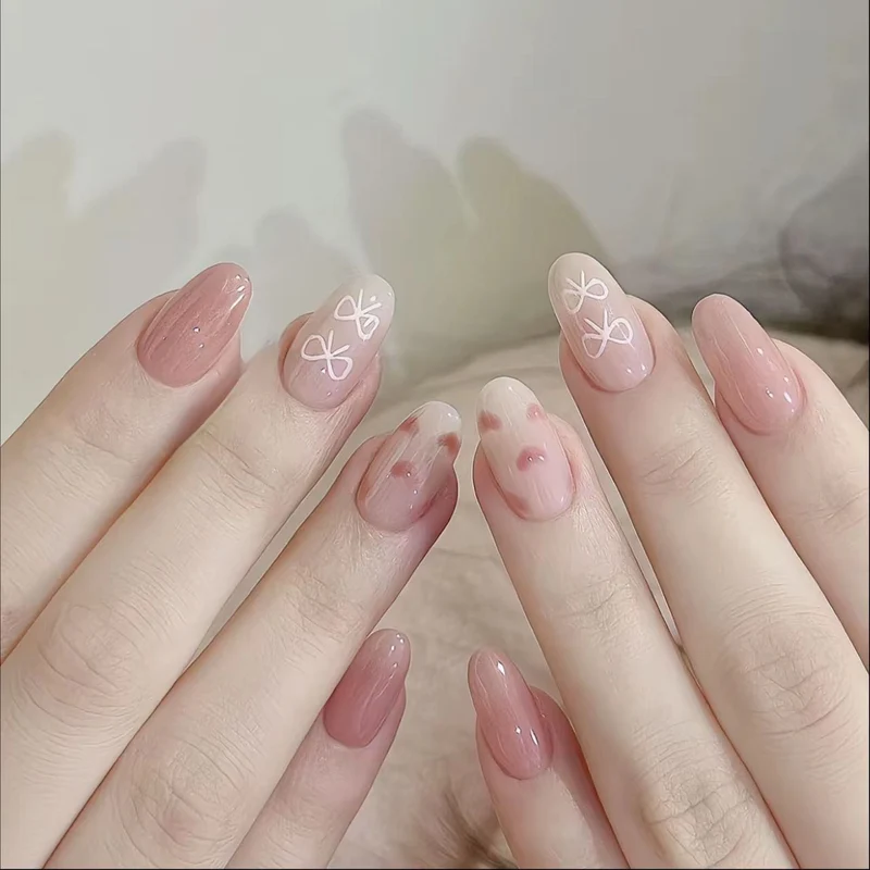 Elegante Französische Spitze Nagelkunst Verlängerungen