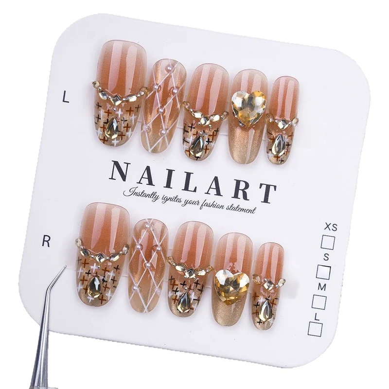 Dekorative Bling Press-On Nagelset