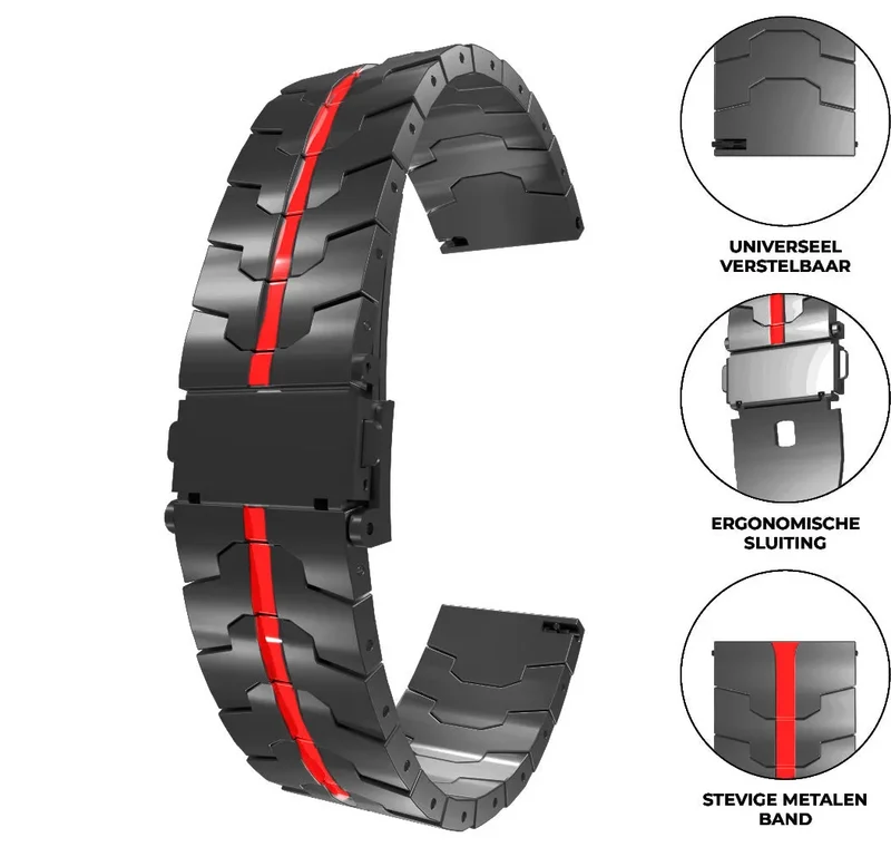 Huawei Watch GT Stahlarmband (schwarz/rot)