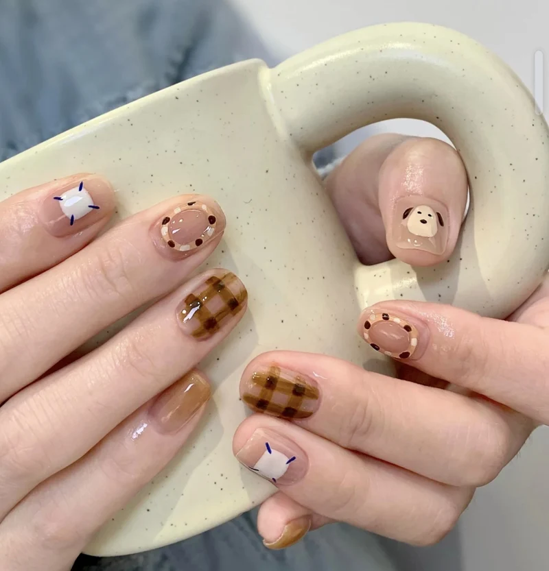 Glänzende quadratische Press-On Nägel