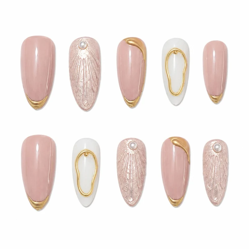 Elegantes Shell Dekorativer Press-On Nagelkunst Set