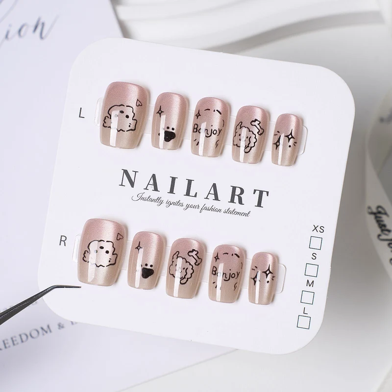 Elegantes, mit einer Schleife verziertes Press-On-Nagel-Set