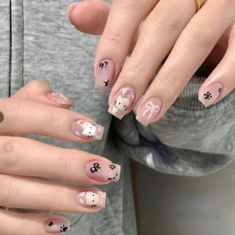 Glänzendes Ombre Quadrat Press-On Nagelset