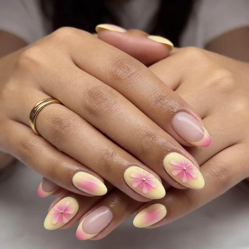 Dekorative Floral Stiletto Press-On Nägel