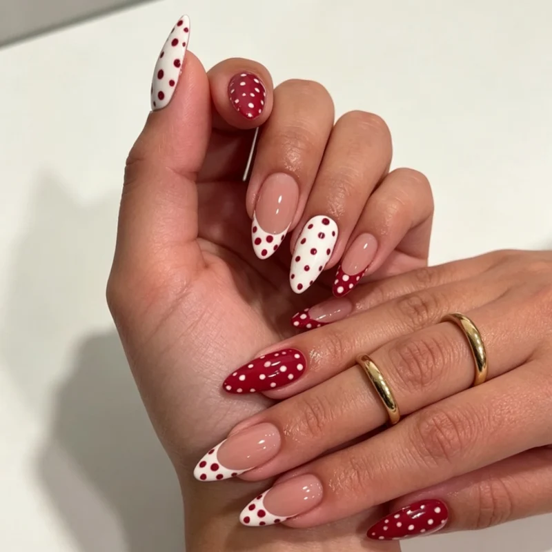 Künstlerische Polka Dot Nagelerweiterungen