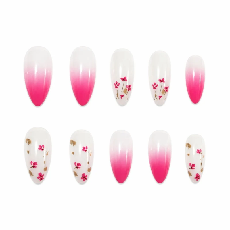 Blumige Ombre Druck-Nagel-Set