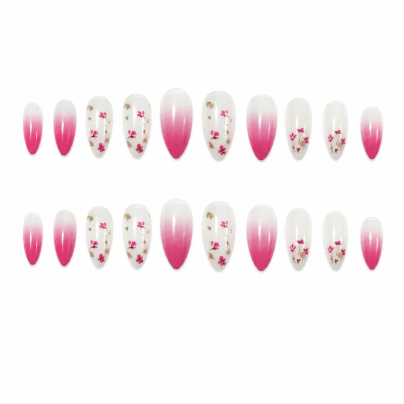 Blumige Ombre Druck-Nagel-Set