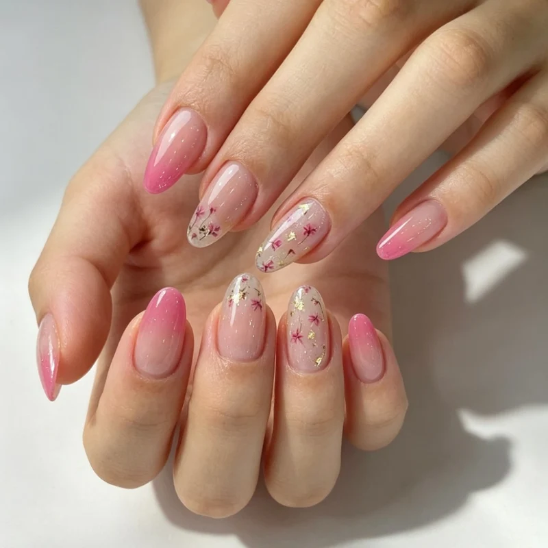 Blumen Ombre Gel Nagelverlängerungen