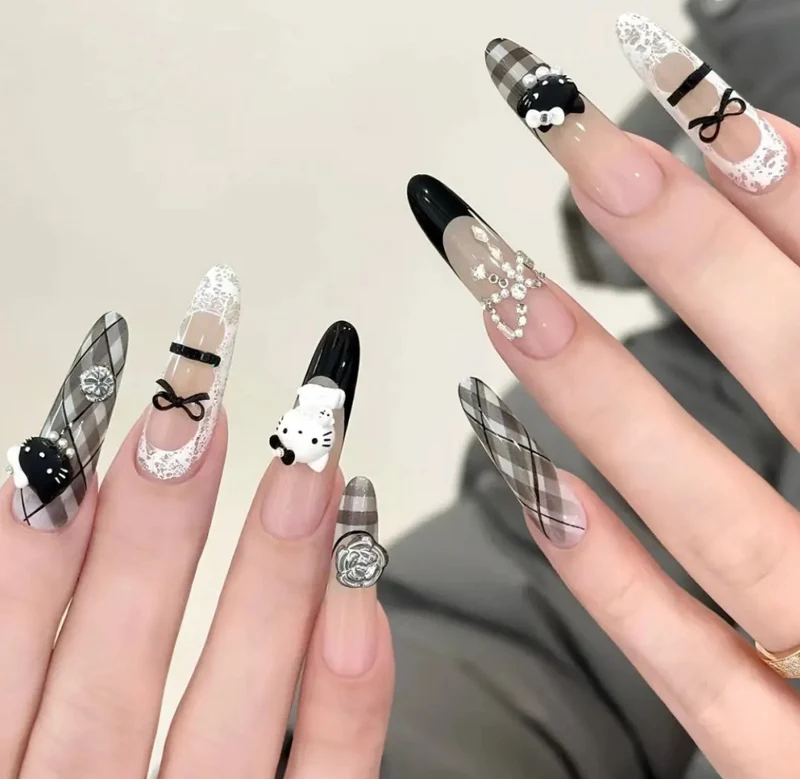 Künstlerisch Herz-verzierte Stiletto Nägel