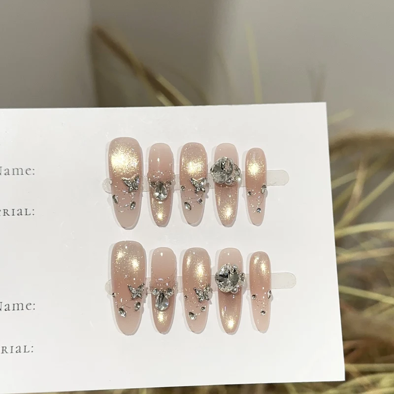 Glamouröse mit Strass verzierte Press-On-Nagel-Set