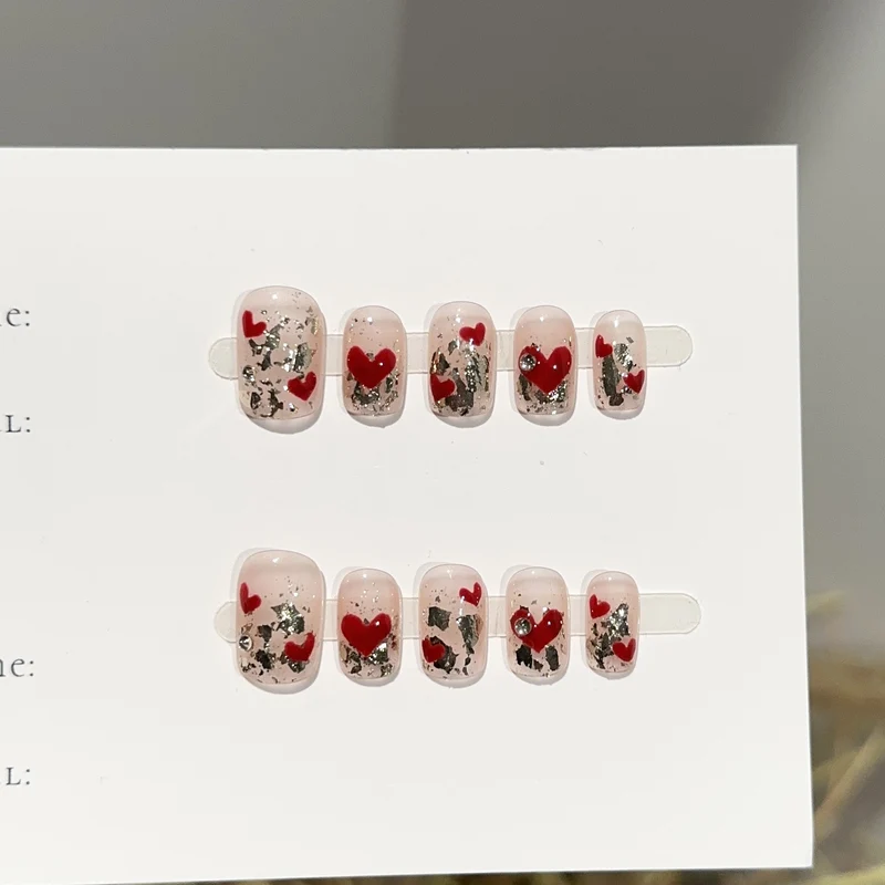 Romantisches Herz-Design Press-On Nail Set