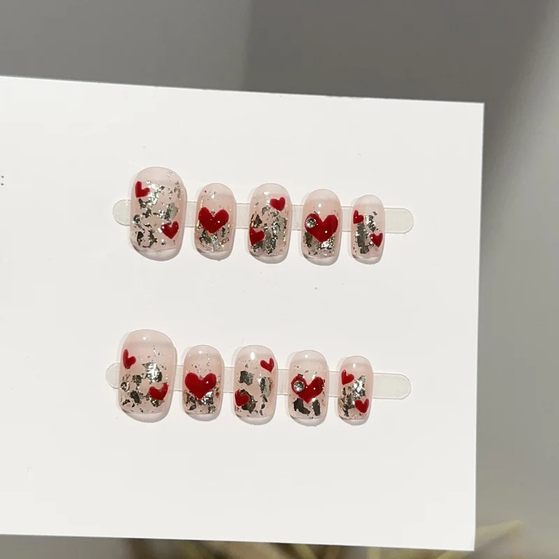 Romantisches Herz-Design Press-On Nail Set
