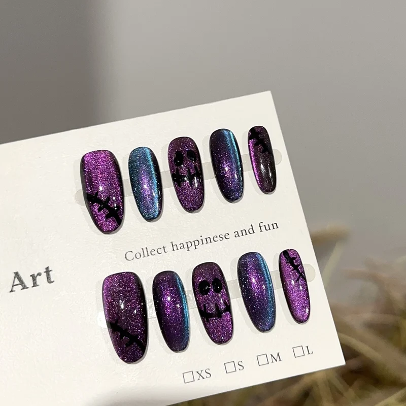 Halloween-Themen Glitzer Druck-On-Nagelkunst Set