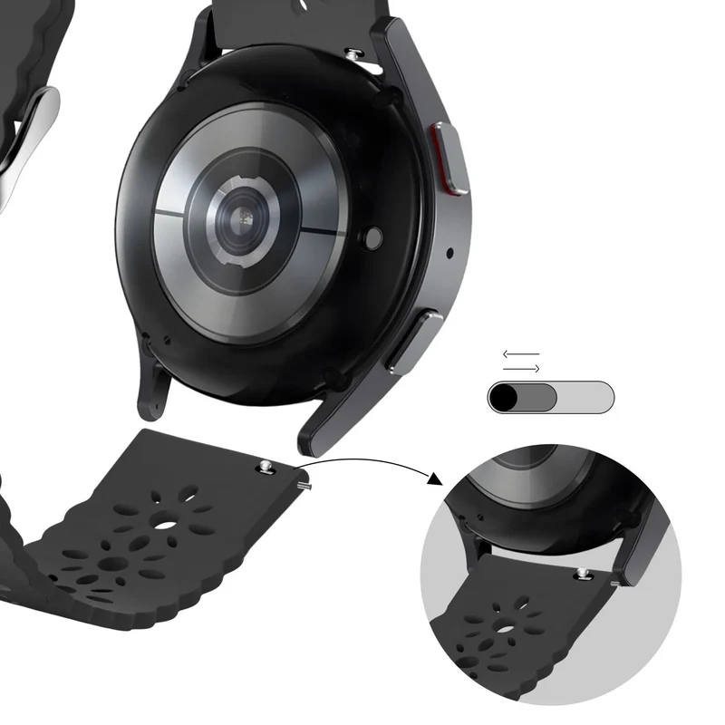 Bandz Actyve Smartwatch 20mm Gemustertes Silikonarmband (Schwarz)