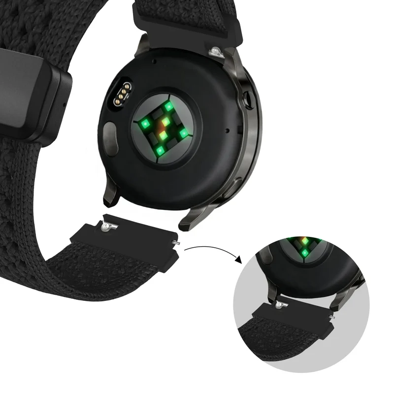 Bandz Actyve Smartwatch 20mm Vintage Nylonarmband (Schwarz)