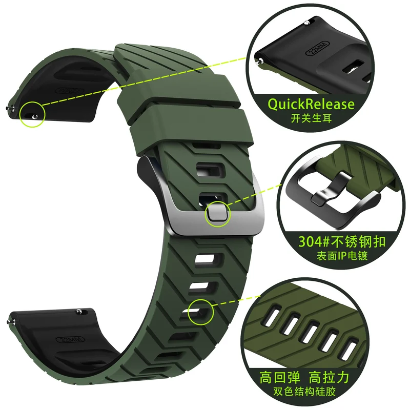 Gard Pro Health 4 Smartwatch Twill Sportarmband (Armeegrün/Schwarz)